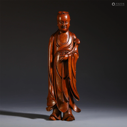 A CHINESE BOXWOOD CARVED STA…