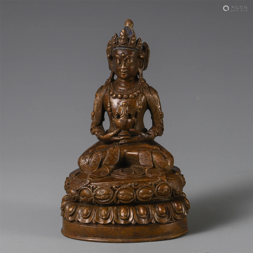 AN ANCIENT CHINESE TIBETAN BRONZ…