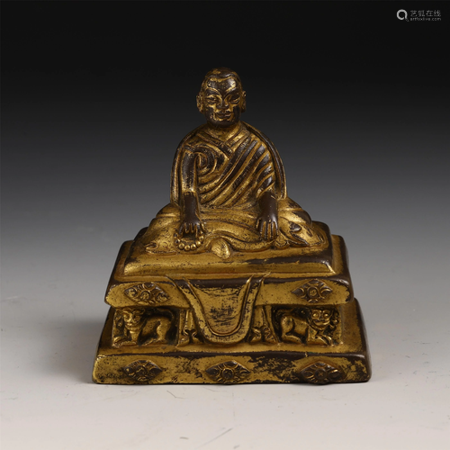 AN ANCIENT CHINESE TIBETAN GILT BR…