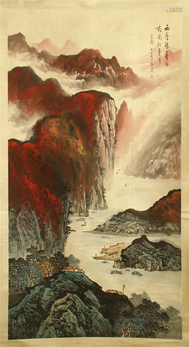 CHINESE SCROLL PAINTING OF MOUNTAIN…