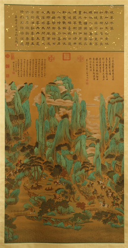 CHINESE SCROLL PAINTING OF FIGURES IN…