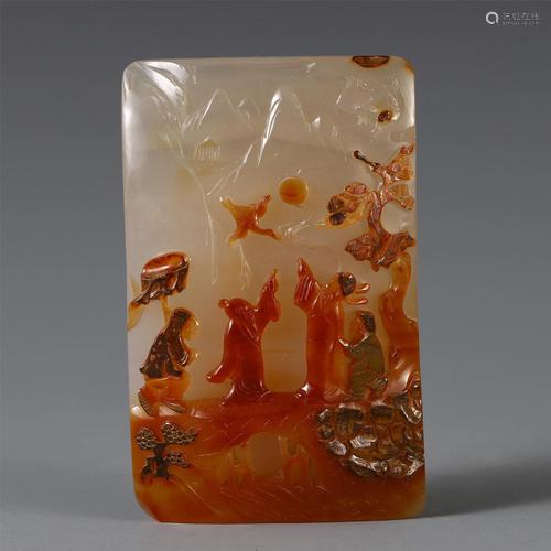 A FINELY CHINESE AGATE CARVED FIGURE A…