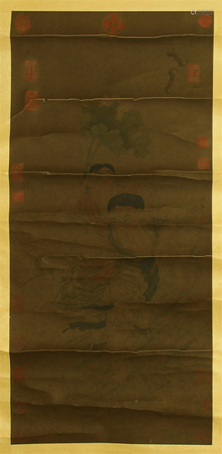 CHINESE SCROLL PAINTING OF BOY PLAYI…