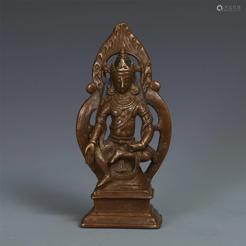 AN ANCIENT CHINESE TIBETAN BRONZ…