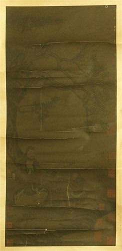 CHINESE SCROLL PAINTING OF MAN AND …