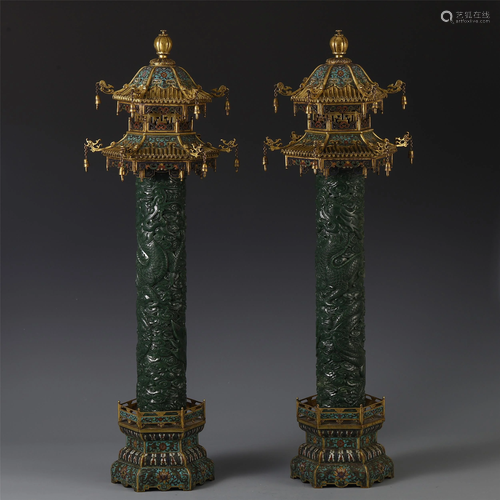 A PAIR OF CHINESE CLOISONNE FLOWER INL…