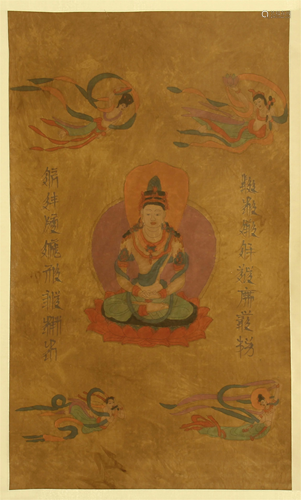 CHINESE SCROLL PAINTING OF GUANYIN …