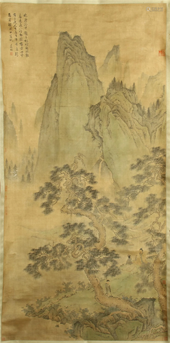 CHINESE SCROLL PAINTING OF SCHOLARS …