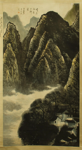 CHINESE SCROLL PAINTING OF MOUNTAIN…