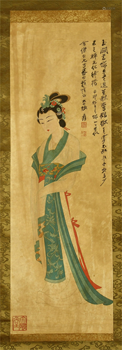 CHINESE SCROLL PAINTING OF BEAUTY FIG…