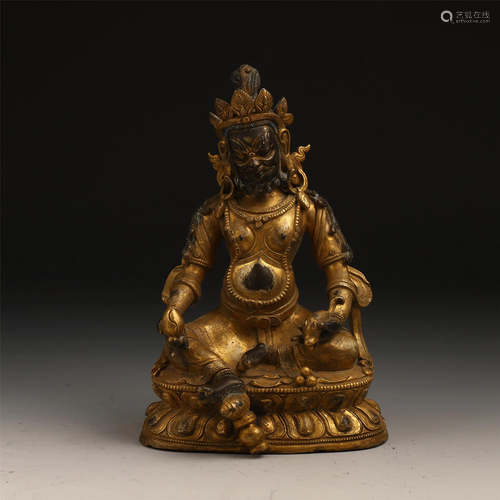 A CHINESE GILT BRONZE FIGURE OF JAMB…