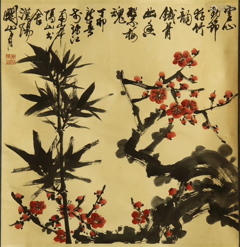 CHINESE SCROLL PAINTING OF FLOWER SI…