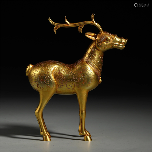 A FINELY CHINESE PURE GOLD CARVED DEE…