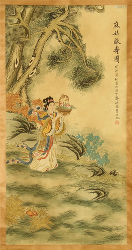 CHINESE SCROLL PAINTING OF BEAUTY FIG…