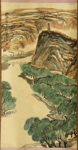 CHINESE SCROLL PAINTING WITH MOUNT…