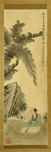 CHINESE SCROLL PAINTING OF SCHOLAR …