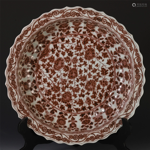 A LARGE CHINESE PORCELAIN RED UNDER …