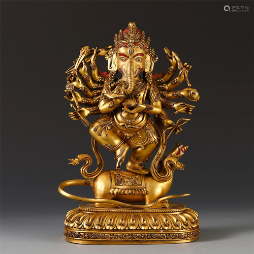 CHINESE TIBETAN GILT BRONZE SBUDDHIST …