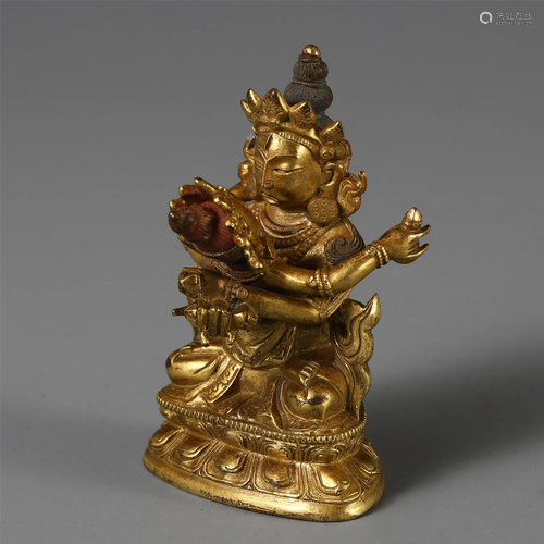 A RARE CHINESE ANCIENT TIBETAN GILT B…