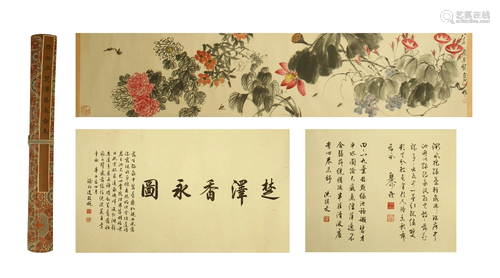 CHINESE HAND SCROLL PAINTING OF FL…