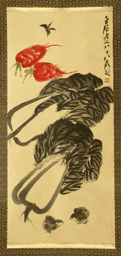 CHINESE SCROLL PAINTING OF VEGETABLE…