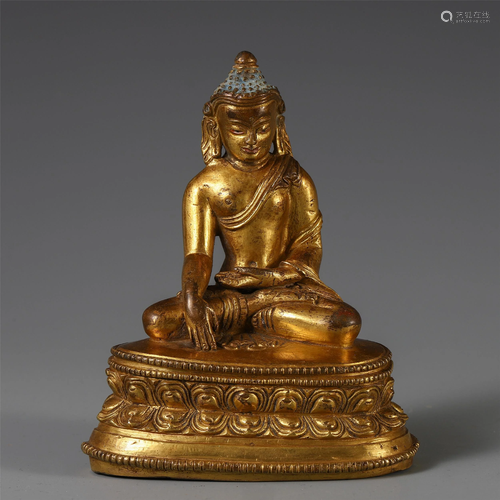 AN ANCIENT CHINESE GILT BRONZE S…