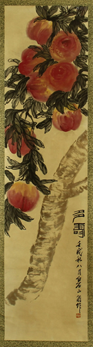 CHINESE SCROLL PAINTING OF PEACHES SI…