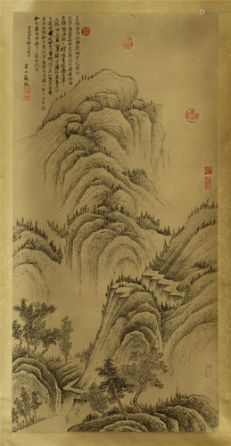 CHINESE SCROLL PAINTING WITH MOUNT…