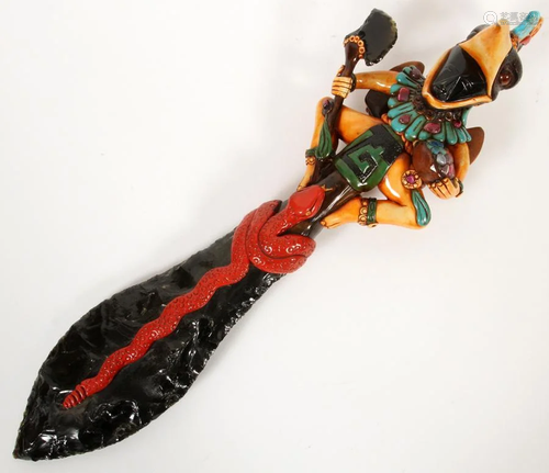 CERAMIC & OBSIDIAN DAGGER, W 5…