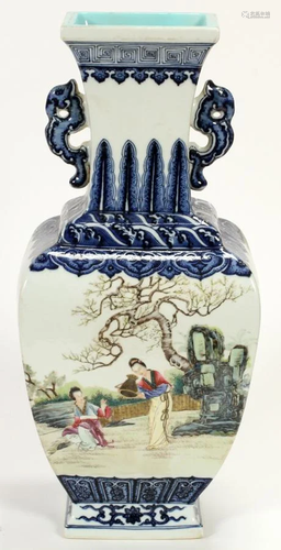 CHINESE FAMILLE ROSE VASE, H 18