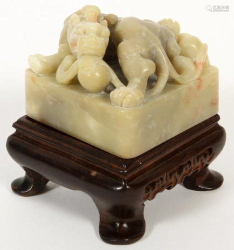 CHINESE CARVED SOAPSTONE SEAL, H 2.2