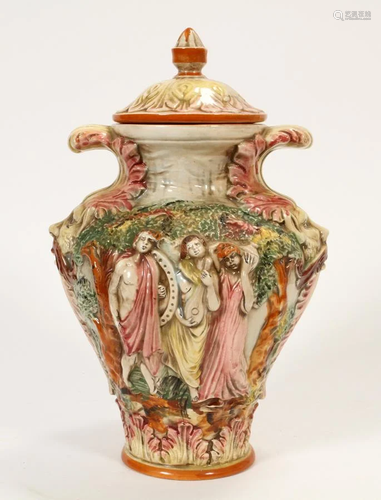 CAPODIMONTE PORCELAIN URN WITH LID