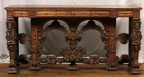 GOTHIC STYLE CARVED OAK SIDE BOAR…