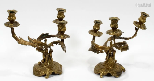 FRENCH BRONZE CANDELABRA, PAIR, C. 1…