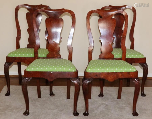 ENGLISH BURL WALNUT SIDE CHAIRS, 1…