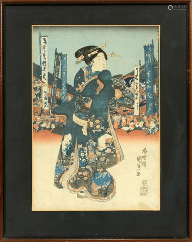 JAPANESE UKIYO-E WOODBLOCK PRINT, C.…