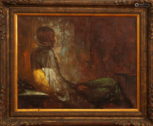 PIAZZO OIL ON CANVAS SEATED GENTLE…