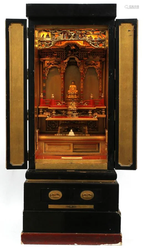 19TH C. CHINESE SHRINE, BLACK LACQUER