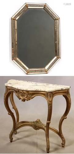 MARBLE TOP CONSOLE & MIRROR