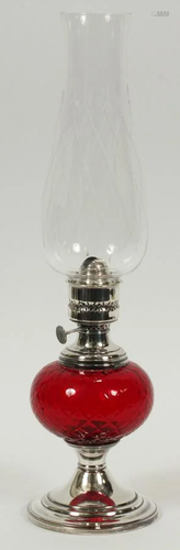 RUBY GLASS, SILVERPLATE HURRICANE L…