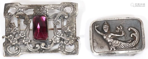 STERLING SILVER BUCKLE & AMETHYST & SI…