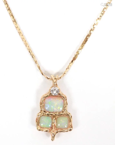 GOLD NECKLACE WITH OPAL CLOVER FOR…