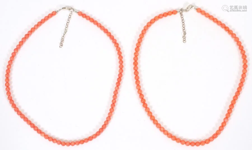 CORAL BEAD NECKLACES, 2, L 18