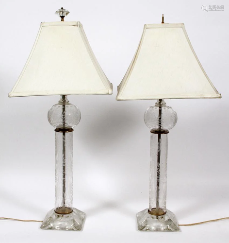 FOSTORIA CRYSTAL LAMPS, PAIR