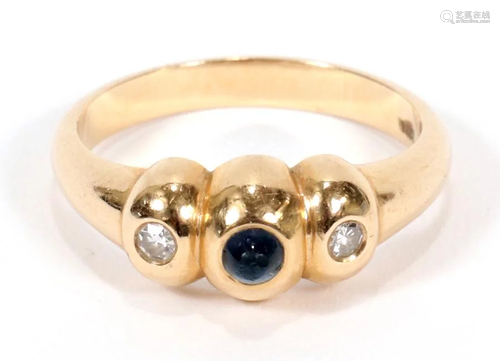 SAPPHIRE & DIAMOND, 14KT YELLOW…