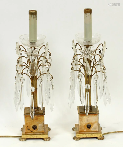 CRYSTAL PRISM LAMPS, PAIR, H 15