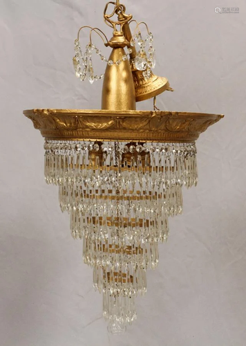 CRYSTAL TIERED CHANDELIER, C. 1940