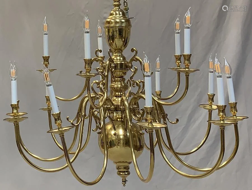 DUTCH STYLE, BRASS, 15 LIGHT CHAND…