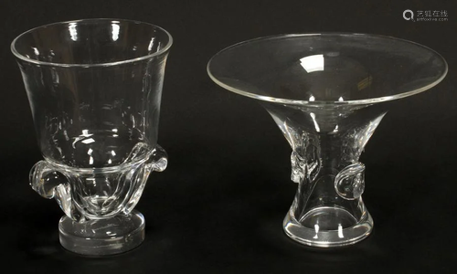 STEUBEN GLASS VASES, TWO