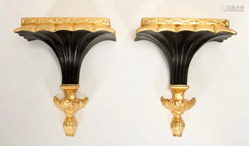 GILT & BLACK LACQUER CURIO SHELVES…